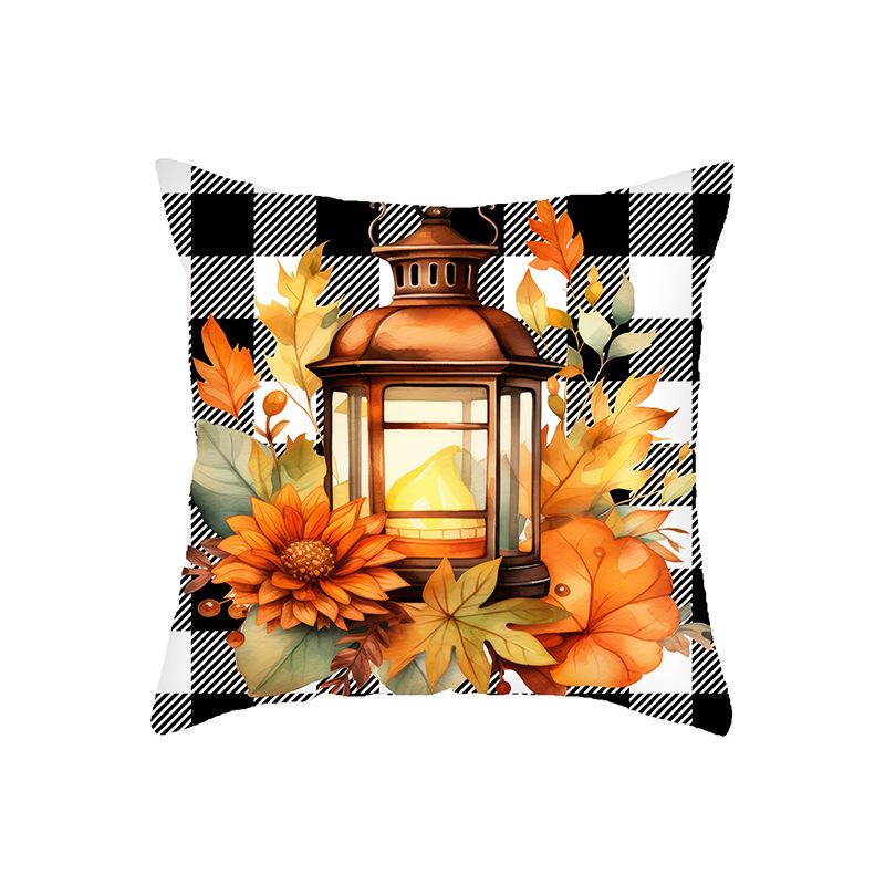 

Серия Хэллоуин Наволочка на подушку с тыквой Забавная декоративная подушка Клетчатая подушка с буквой Подушка для кресла в гостиную 45*45cm
