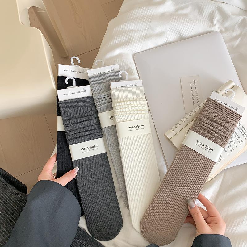 Double Needle Calf Socks Ultra-Thin Stacking Socks Wind Blogger With The Same Soft Korean Vertical Striped Ballet Shoes