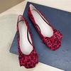 Fashion Flat Shoes for Women 2025 Spring and Autumn New Shallow Bow Square Toe Work Shoes Flat Large Size Women's Shoes Loafers
