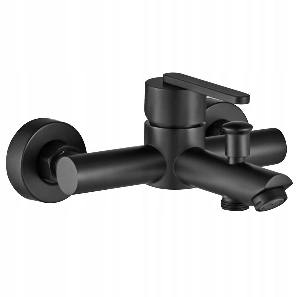 Ontario Rea Matte Black Bathtub Faucet with Wall-Mounted Shower Head