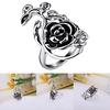 Gothic Women's Rose Flower Vine Alloy Enamel Finger Ring Cosplay Jewelry Gift