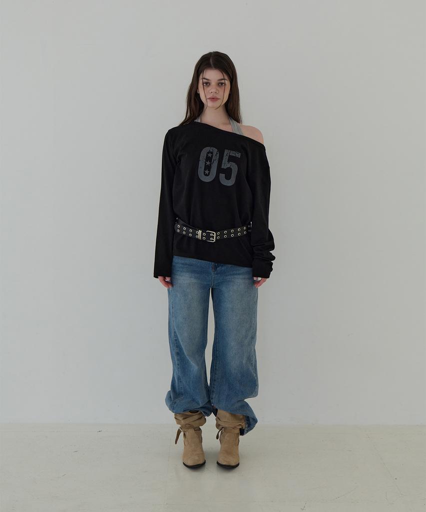 5OML Two-Way Off-Shoulder Long Sleeve (Halterneck Set) (Black)
