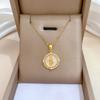 Edelstahl Kette Halskette Imitation Perle Zirkon Jungfrau Maria Muschel Runder Anhänger Halskette für Damen Herren Amulett Schmuck Geschenk