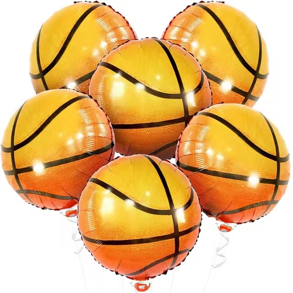 6 Pieces Basketball Balloons 18 Inch Ball Foil Balloons For Basketball Birthday Party Decorations Sports Party Kids Baloons Toys