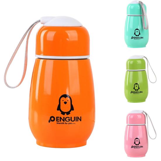 300ML Vacuum Cup Food Grade Good Thermal Insulation Effect Stainless Steel Penguin Water Bottle for Home