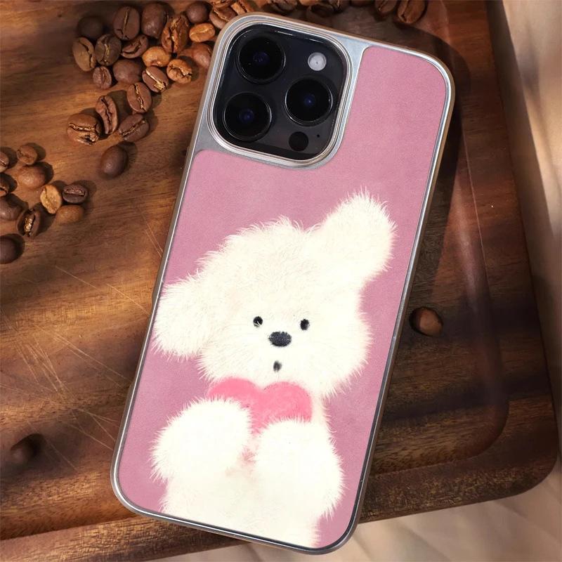 Love puppy applies to iPhone17Pro mobile phone case 15 matte PC16 cute 13 black frame 12/13 female hard case