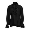 Men Shirt Medieval Ruffle Long Sleeves Color Lace-up Sleeves Strap Puff Solid Pleated Loose Lapel Vintage Halloween Party Cosplay