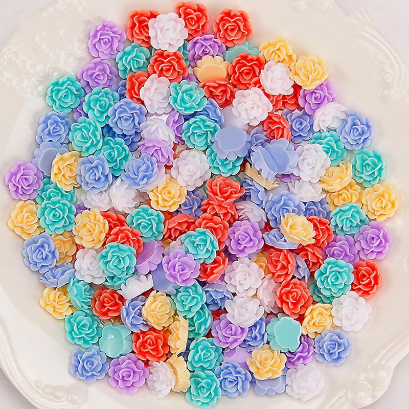 50Pcs 3D Mini Flower Flatback Resin Accessories Diy Craft Phone Patches Material