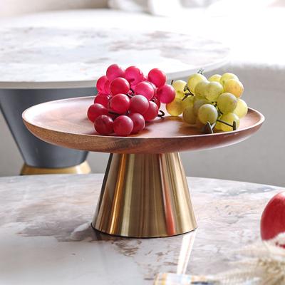 Lusso Leggero Ornamenti Stile Cinese Nuovo Semplice Legno Massello Alzata Alta per Frutta Vassoio per Snack Tè Pasticceria Piatto per Snack Frutta Secca Gioielli