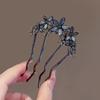 Chinesischer Antikstil Exquisiter Perlen-Strass-Blumen-U-förmiger Haarkamm Damen Elegant Temperament Täglich Metall-Haarnadel