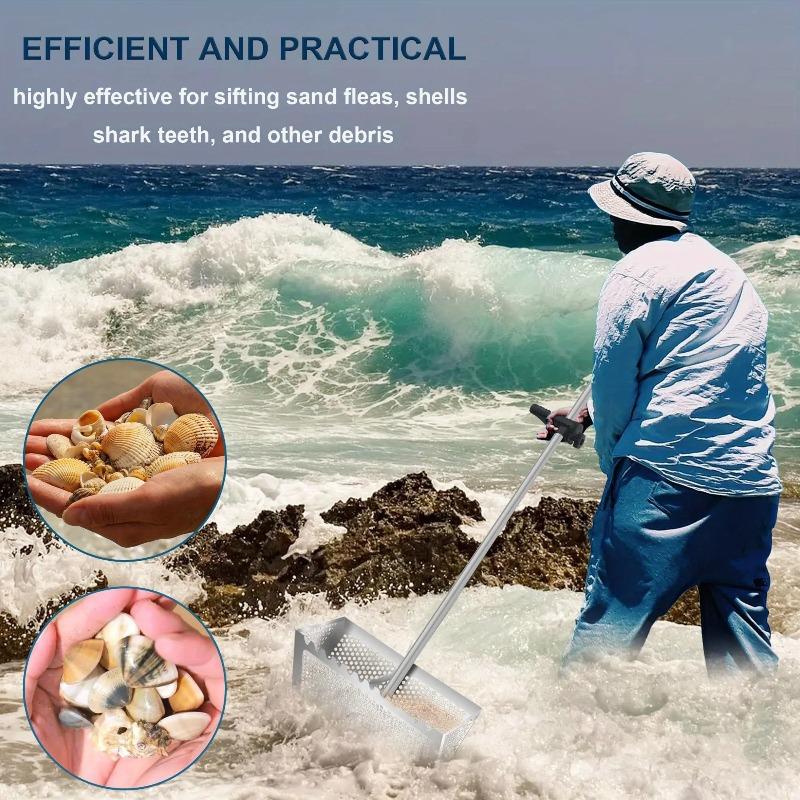 Stainless Steel Sand Sieve Foldable Beach Shark Tooth Sieve Field Supplies Beach Spade Digging Anti Corrosion Metal Shovel Tools