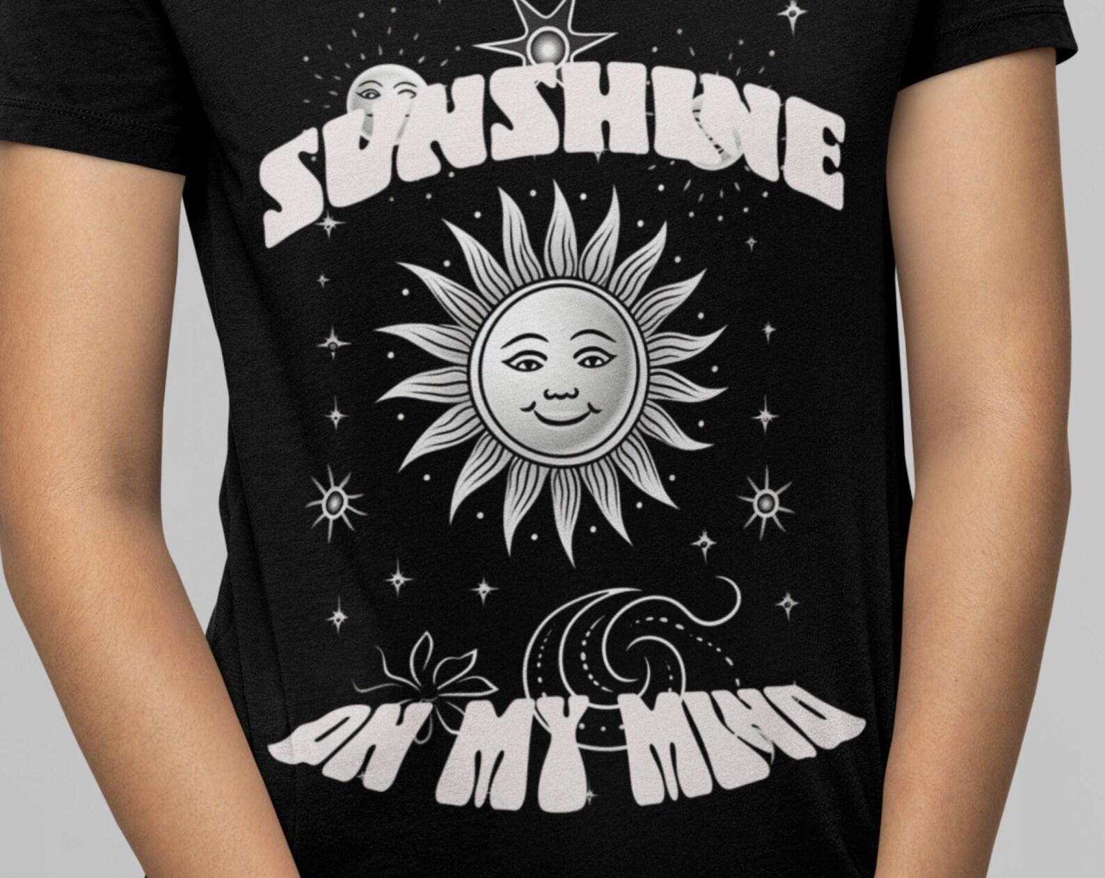 Sunshine On My Mind T-Shirt: Retro Line Art, Unisex Cotton Tee 3XL