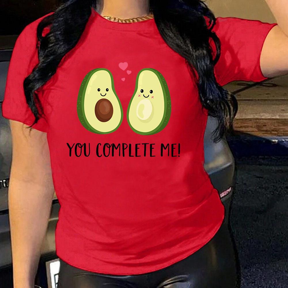 T-shirt en coton à manches courtes et col rond pour femmes, hauts imprimés en 2D