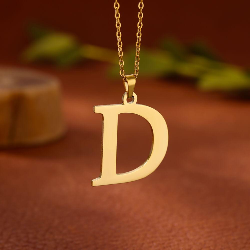 Elegant Initial Letter Stainless Steel Necklace Women Gold Color Alphabet Pendant Necklaces Vintage Waterproof Zircon Gifts