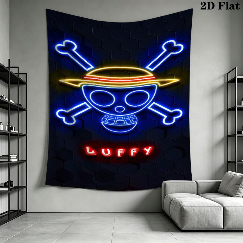 One Piece Straw Hat Pirates Wall Tapestry Aesthetic Wall Hanging Printed Fabric Blanket Decorative Tapestries For Bedroom Living Room Home Decor