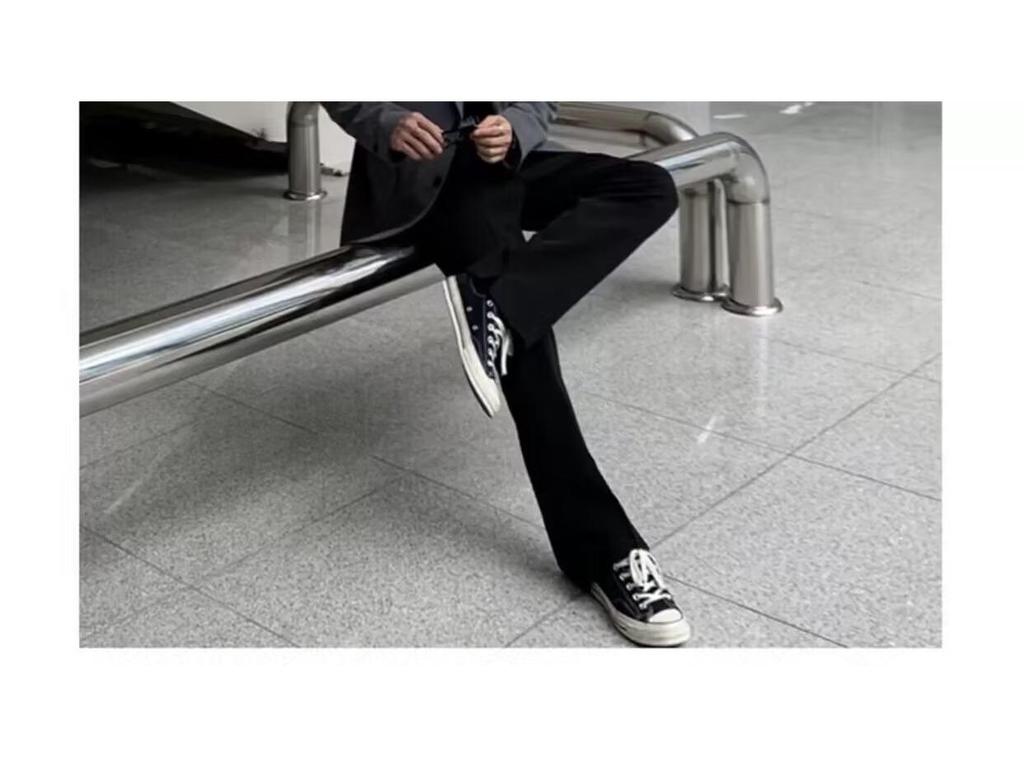 Men's High-End Black Casual Blazer - Korean Style with Shoulder Pads