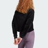 Adidas Crop Velour Quarter-Zip Sweatshirt Solid Logo Long Sleeve Jacket Women Sweatshirt Black IM2582