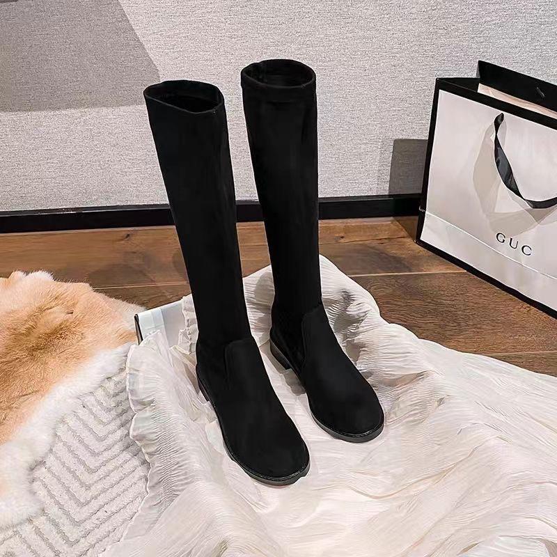 Nové ale kolenní semišové boty dámské vnitřní zvýšení elastické boty módní malé boty plochá podrážka