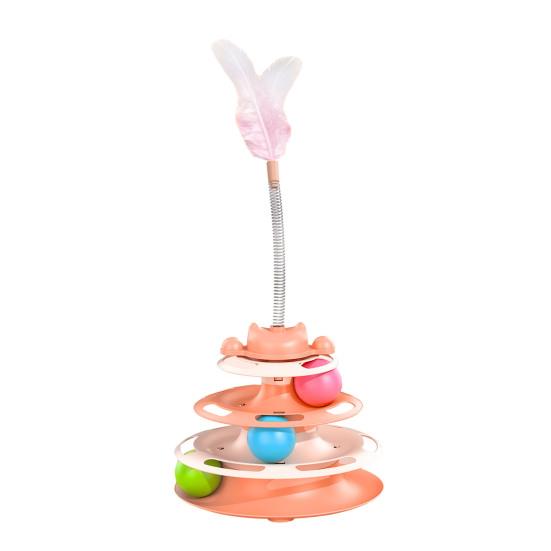 

Игрушка для кошек «Вращающаяся башня», 3-уровневая роликовая дорожка с вращающимися шариками, интерактивная самостоятельная игра для кошек, скучающих в помещении для взрослых кошек