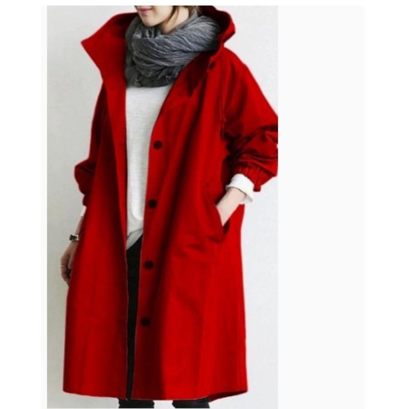 Women's Fashion Casual Solid Color Print Autumn Winter Long Sleeve Hooded Jackets & Coats