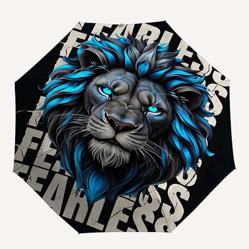 

1pc Fearless LionOpen/Close Umbrella-Windproof, Compact Travel Umbrella, Sturdy 8-Rib Shaft, Outdoor Accessory1160