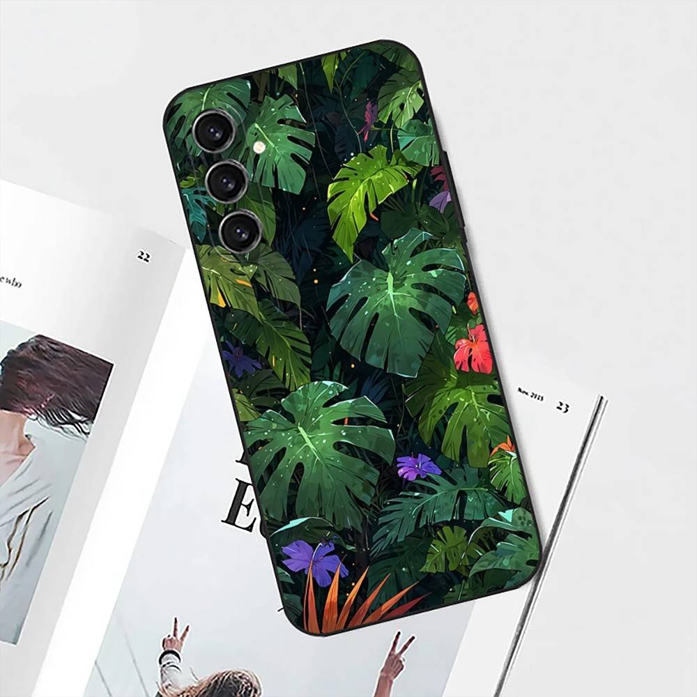 Summer Tropical Plants Phone Case For Samsung S25,S24,S21,S22,S23,S30,Ultra,S20,Plus,Fe,Lite,Note,10 Black Soft Shell