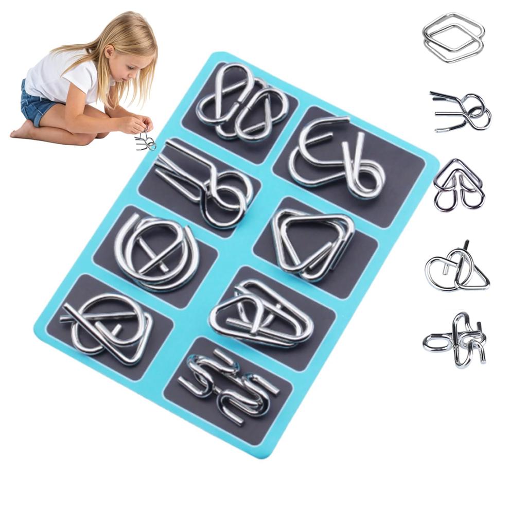 Eight-piece Puzzle Toy Set For Children, Designed To Teach Brain-teasing Puzzles And Solve Rings.