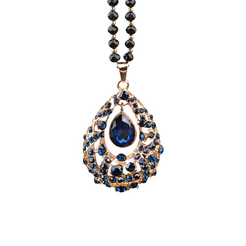 Women's Fashion Crystal Sweater Necklace with Flower Pendant - 2021 Versatile Charm Accessory
