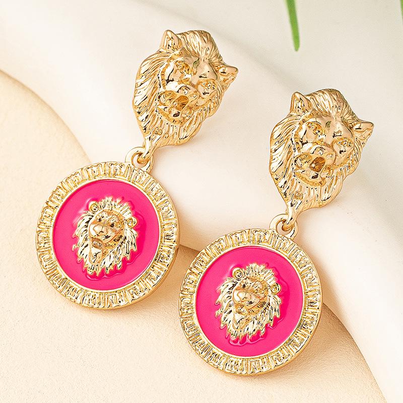 

Lion Head Earrings - Multi-color Drip Oil Fashion, Classic European & American Style Jewelry розы красного