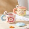 Creative Cartoon Ceramic Cup With Lid Home Office Couple Water Cup Gift Box High Value Gift Style