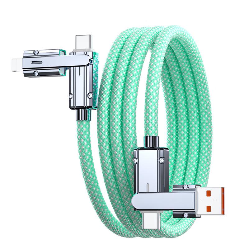 100W Super Fast Charging Braided Cable: Multifunctional 2-in-2 for Computers, Data, and Mobile Phones