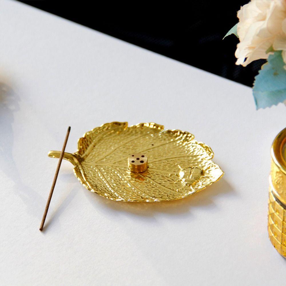 

Европейский стиль Золотая пагода Поднос для благовоний Золотые металлические подносы для благовоний Лист Держатель для благовоний Офис