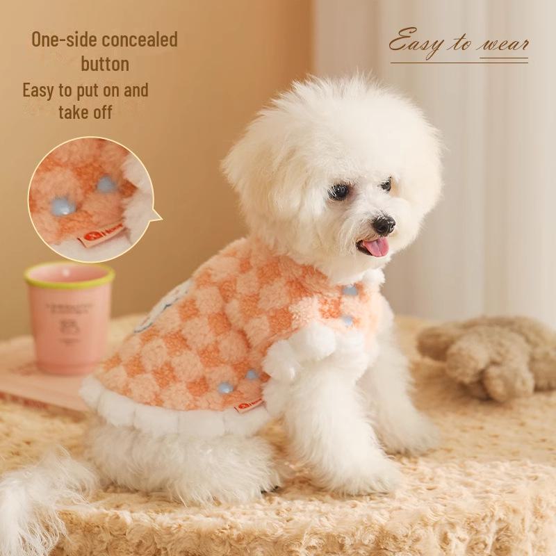 Karierte Plüsch Haustierweste für Katzen & kleine Hunde - Warme Herbst-/Winter-Outdoor-Bekleidung