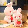 27/40CM Cartoon Simulation Anime Strawberry Holding Rabbit Doll Kids High Quality Rabbit Animal Toy Handmade Doll Birthday Gifts