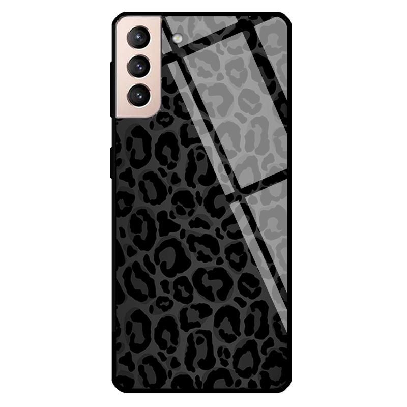 

Black Leopard Black Cheetah Pattern Tempered Glass Case For Samsung Galaxy S20 FE S22 S21 S23 Ultra Note 20 S9 S10 Note 10 Plus For Galaxy-S8