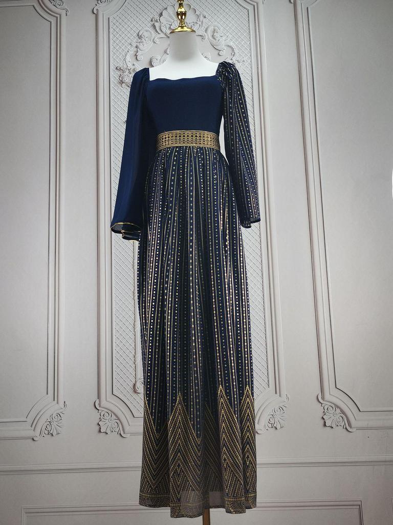 4067 Moda Dubajska: Nowy Styl Arabska Szata z Europejskim i Amerykańskim Hot Stampingiem Floralnym