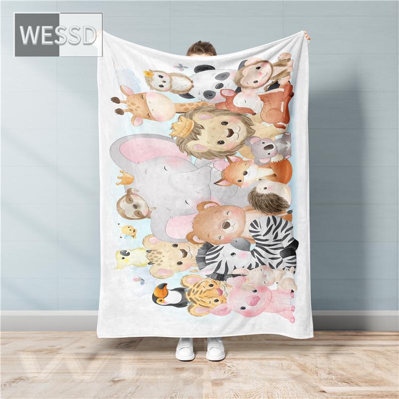 Kawaii Children Cartoon Blanket Animal Flannel Fleece Blanket Super Soft Nordic Bed Cover Bedspread Cute Gift
