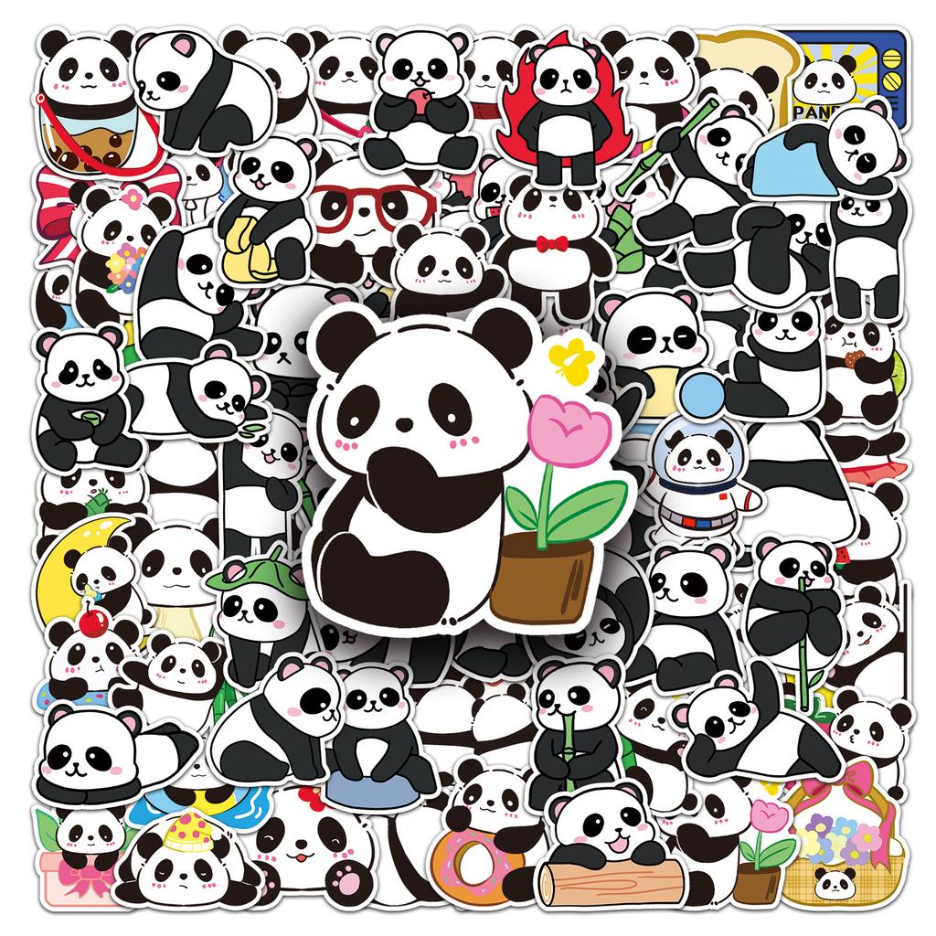 100 Panda Graffiti Stickers Personalized Hand-drawn Cartoon Cute Animal Decorative Water Cup Mobile Phone Case Stickers