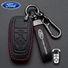 Autoaufkleber 2026 Ford 4 Tasten Leder Auto-Fernschlüsselhülle Unisex Für Ford Raptor F150 Explorer Mustang Fusion Escape F250 F350