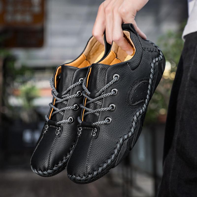 Handmade Leather Casual Men Shoes Design Sneakers Men Comfortable Leather Men Loafers Hot Sale Moccasins Driving Shoes Plus Size