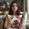 Colorful Pop Art Dog Throw Pillow Covers, Vibrant Oil Painting Dog Print Cushion Cases, Pet Lover Home Decor Bedroom Living Room