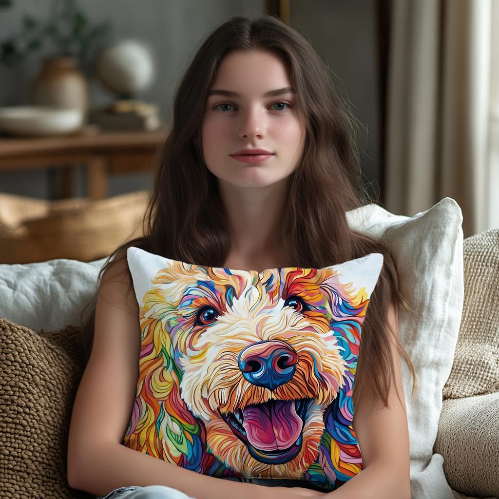 Colorful Pop Art Dog Throw Pillow Covers, Vibrant Oil Painting Dog Print Cushion Cases, Pet Lover Home Decor Bedroom Living Room