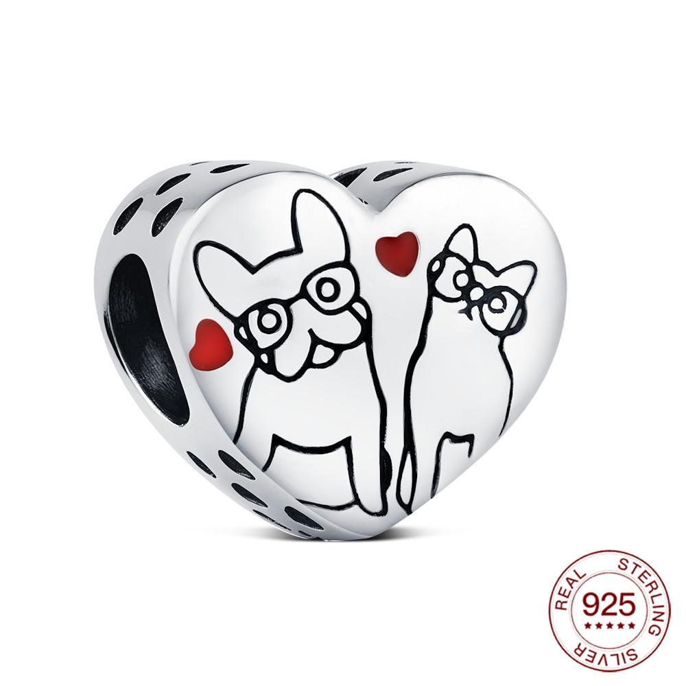 Copper Heart Series Beaded Family Lover Charms Jewelry Making For Original Bracelet Women'S Fashion Jewelry Gifts