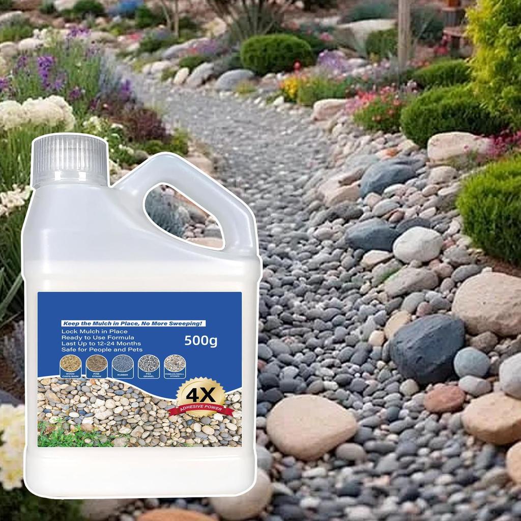 500g Mulch Gestein Kleber Erbsenkies Klebriger Gesteinskleber Schnelltrocknendes Spray Außenbereich Garten Terrasse Steine Landschaftskleber Mehrzweck