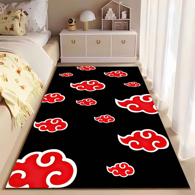 Red Cloud Pattern Black Carpet suitable as a non-slip mat for the living room or bedroom sofa