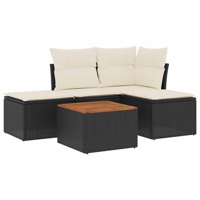 VidaXL Garden Lounge Set with Cushions 5 Pcs, Patio Sofas, Patio Furniture Set, Outdoor Furniture, Black 3255916