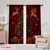 2 szt., druk płaski 2D Zasłony Rolety Renifer_ Drzewo_ Prezenty Trwała tkanina 100% poliestrowa (bez pręta) Prezenty dla