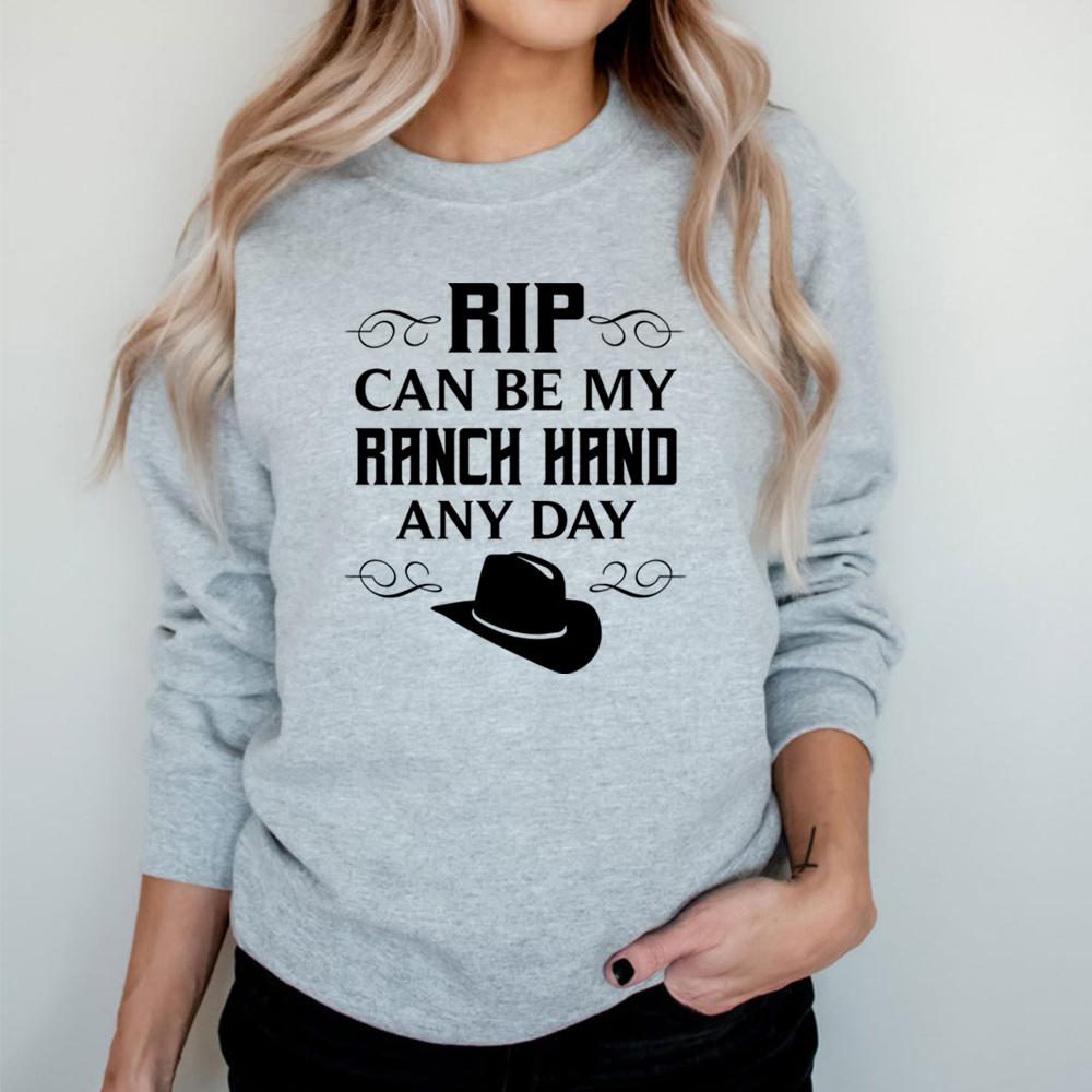 

Rip Can Be My Ranch Hand Any Day Толстовка с капюшоном Yellowstone Dutton Ranch Rip Wheeler Get Ripped Толстовка с круглым вырезом Подарок фанатам M серый