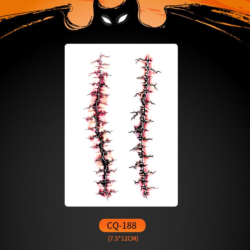 Nuevos Halloween 2024 Pegatinas de Tatuaje de Cara de Boca Grande Aterradoras - Divertido, Impermeable, Maquillaje de Fiesta Colorido