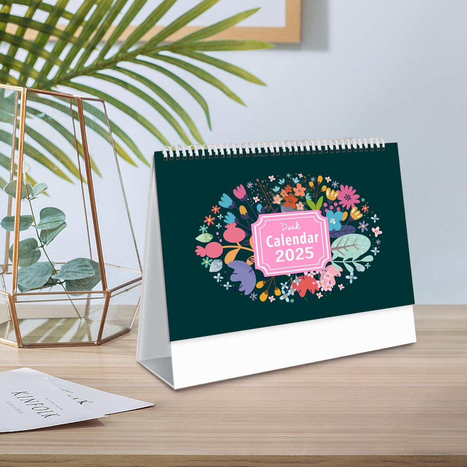 

Маленький настольный календарь с цветочным рисунком, настольный календарь с горизонтальным золотым переплетом, ежемесячный перекидной календарь для домашнего класса One Size